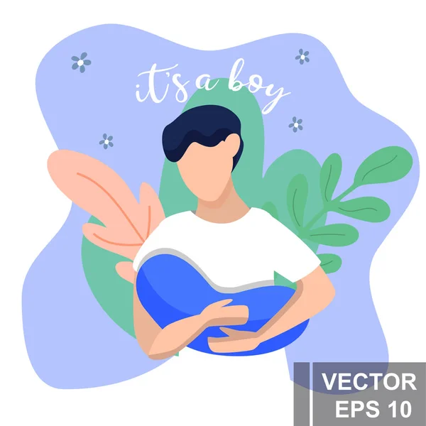 Papá con un bebé. Estilo moderno. Para imprimir en postales. Día del Padre — Vector de stock