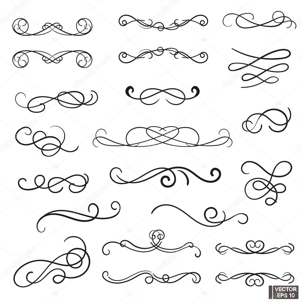 Set of curls and scrolls for design and decoration.