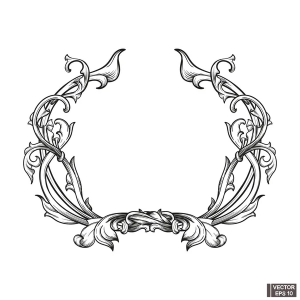 Vintage scroll barok frame, decoratief design element. — Stockvector