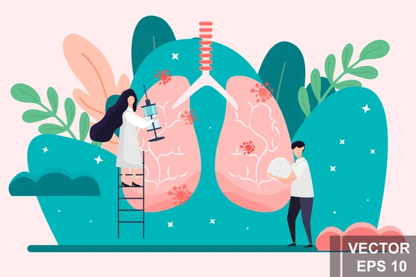Tratamiento pulmonar. Pulmanología. Estilo plano. Concepto. Para su diseño . — Archivo Imágenes Vectoriales