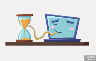 Bilgisayar internet bağımlılığından dolayı zaman azalıyor düz tasarım vektörü