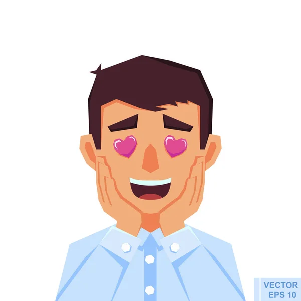 Ilustração Homem Rapaz Apaixonado Apaixone Emoji Expressão Facial Rosto Emocional —  Vetores de Stock