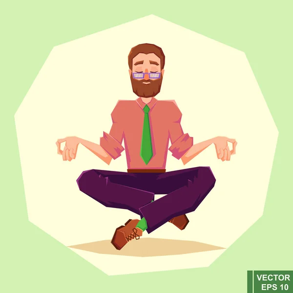 Hombre Negocios Medita Posición Loto Armonía Relajación Energía Espiritual Ilustración — Archivo Imágenes Vectoriales