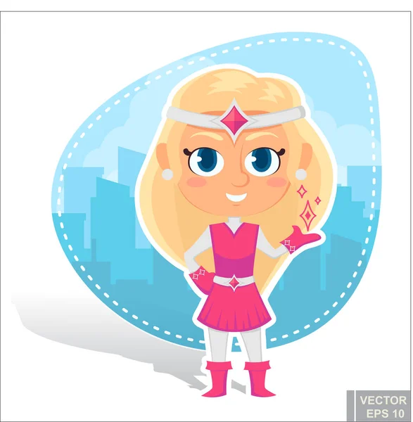 Vector Superhero Kid Girl Cartoon Vector Illustration Super Child Llustration — Stock Vector