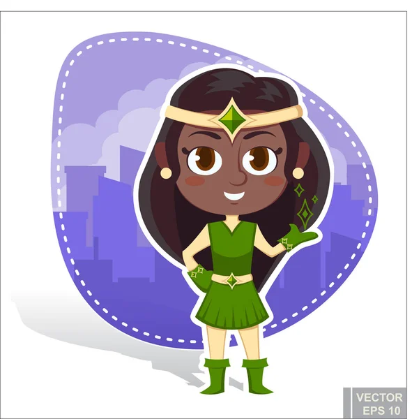 Vector Superhero Kid Girl Cartoon Vector Illustration Super Child Llustration — Stock Vector