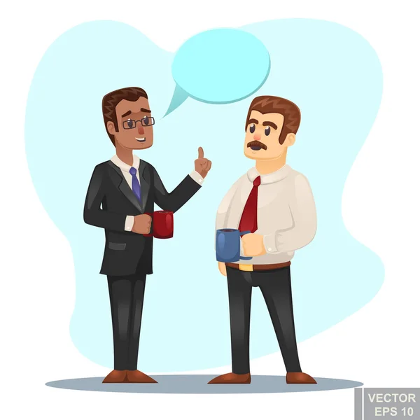 Vektor Cartoon Illustration Von Zwei Geschäftsleuten Die Bei Einer Kaffeepause — Stockvektor