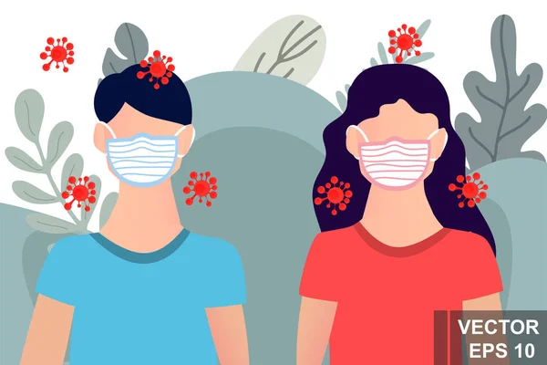 Medisch Masker Bescherming Tegen Virussen Bacteriën Hygiëne Modern Design — Stockvector