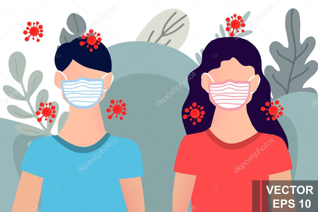 Medical mask. Protection against viruses and bacteria. Hygiene. Modern design.