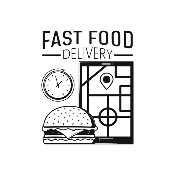 Ícone Entrega Fast Food Branco —  Vetores de Stock