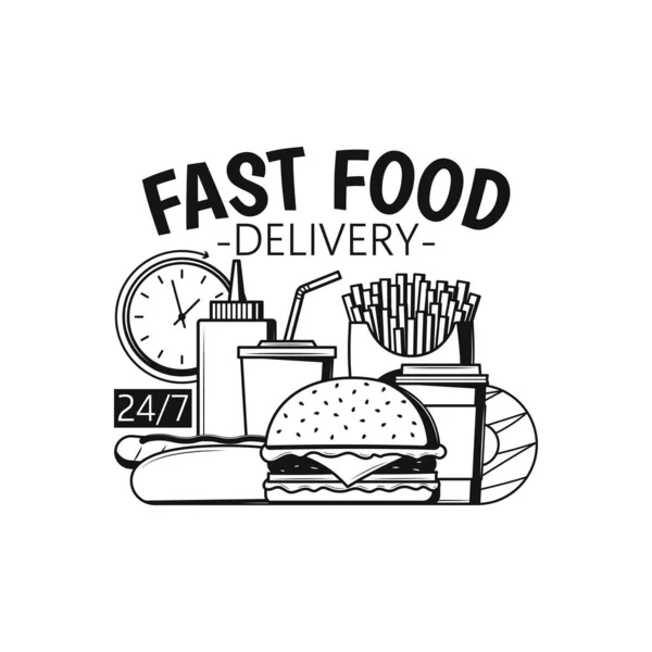 Fast Food Lieferung Symbol Auf Weiß — Stockvektor