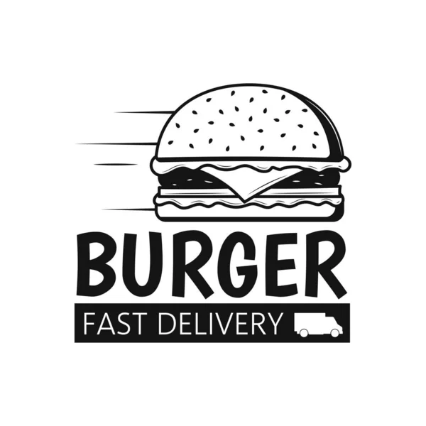 Fast Delivery Burger Icon Auf Weißem Hintergrund — Stockvektor