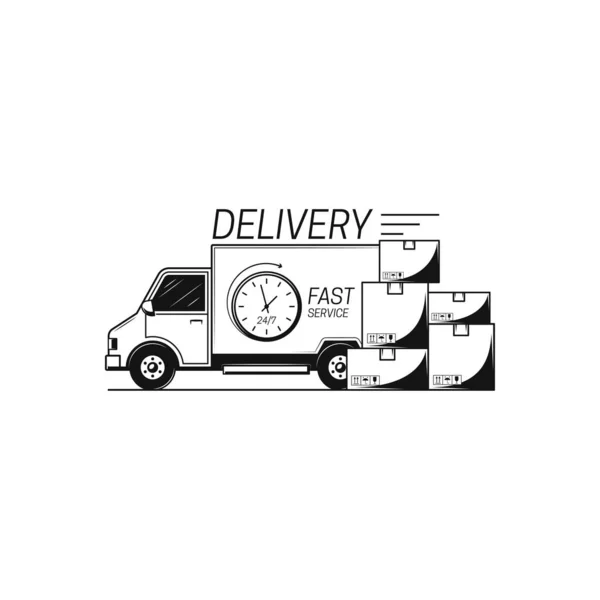 Fast Delivery Icon Car Boxes — Stock Vector