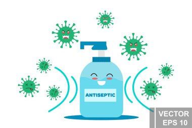 Antiseptik. Antibakteriyel. Tedavi için. Tasarımın için. Düz biçim