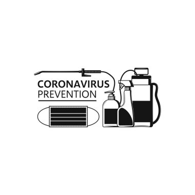 Beyaz üzerinde Coronavirus covid-19 grip koruma vektörü çizimi kavramı