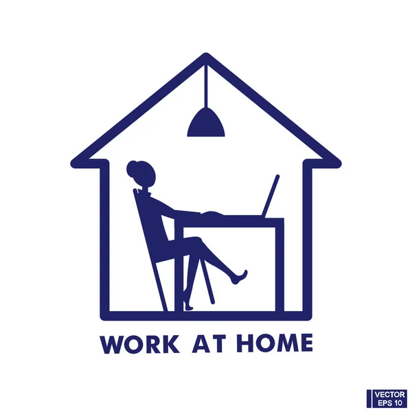 Büro Von Hause Aus Blaues Symbol Arbeit Hause Vektorgrafiken