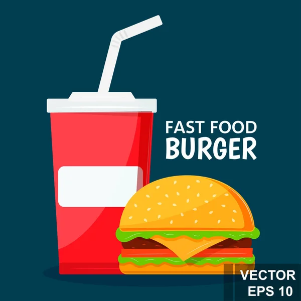 Burger Icoon Fast Food Geïsoleerd Object Voedselconcept — Stockvector
