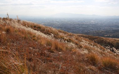 mount wakakusayama, Nara, Japonya mouts aralığı ile tepe üzerinde otlak