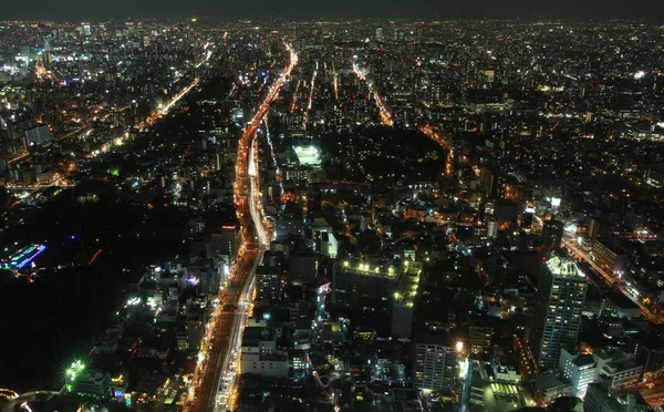 Una de las hermosas vistas nocturnas de la ciudad en Japón, gran ciudad osaka desde la vista de Abeno harukas —  Fotos de Stock