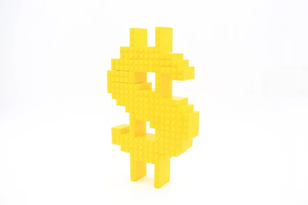 黄钱美元符号砖 — 图库照片