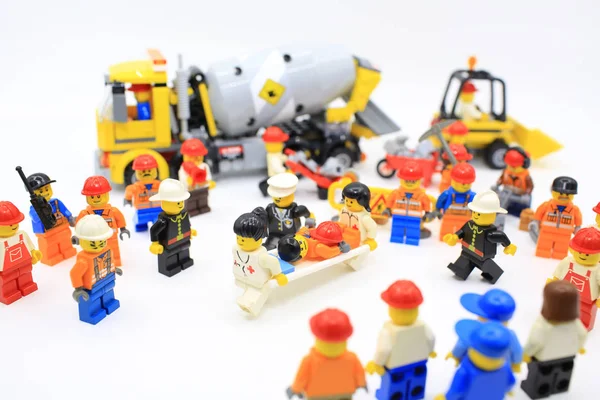 Lego construction site accident  helper — Stock Photo, Image
