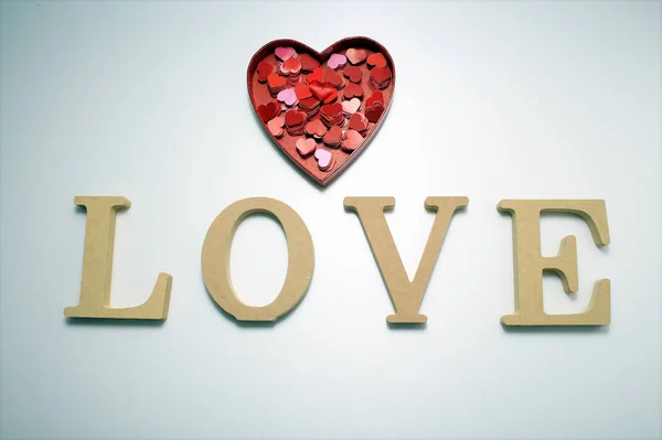 Het Hart Van Gave Liefde Geplaatste Woorden Valentijnsdag — Stockfoto