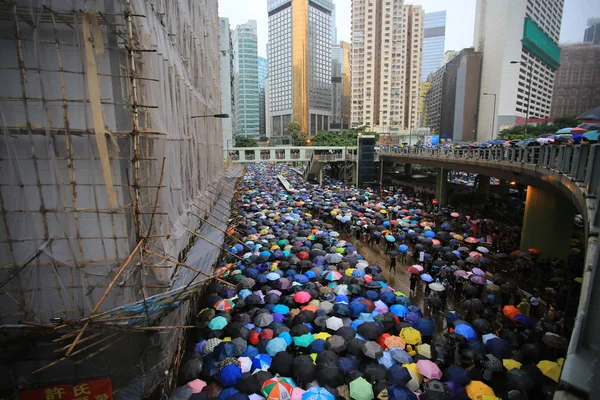 Hong Kong Août 2019 Des Millions Manifestants Rendent Jetée Rassemblement — Photo