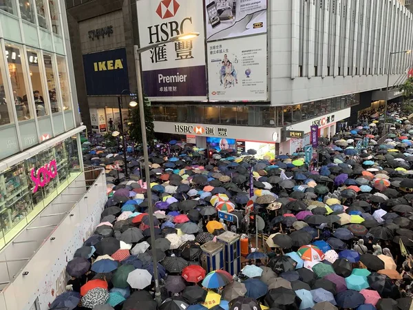 Hong Kong Août 2019 Des Millions Manifestants Rendent Jetée Rassemblement — Photo