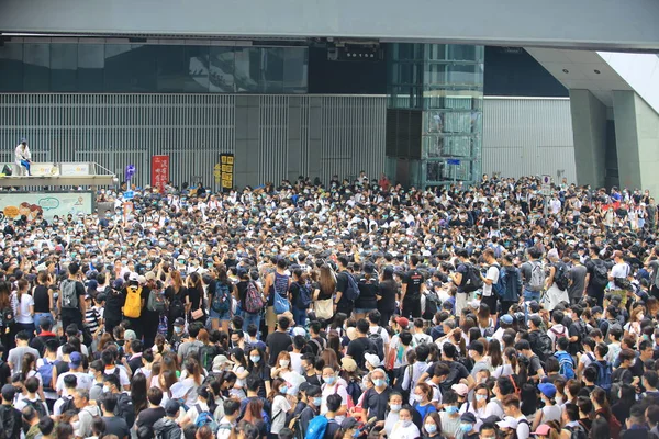 Гонконг Червня 2019 Протести Натовпу Забороняють Видавати Закон Займати Дорогу — стокове фото