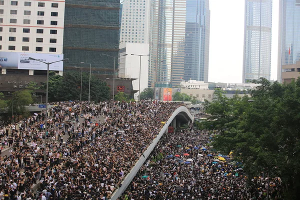 Hong Kong Junio 2019 Protesta Multitud Sigue Diciendo Ley Extradición — Foto de Stock