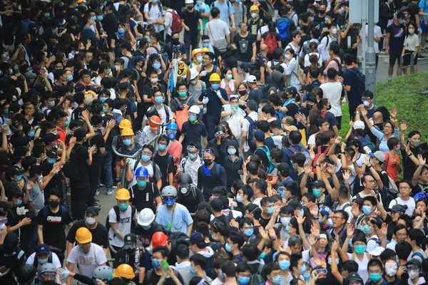 Hong Kong Juin 2019 Foule Proteste Avant Après Libération Des — Photo