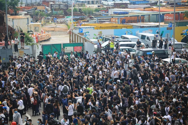 Hong Kong Junio 2019 Multitud Protesta Antes Después Que Policía — Foto de Stock