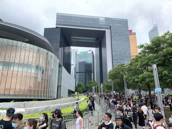 Hongkong Juni 2019 Folkmassan Protesterar Säger Nej Till Utlämningslagen Och — Stockfoto