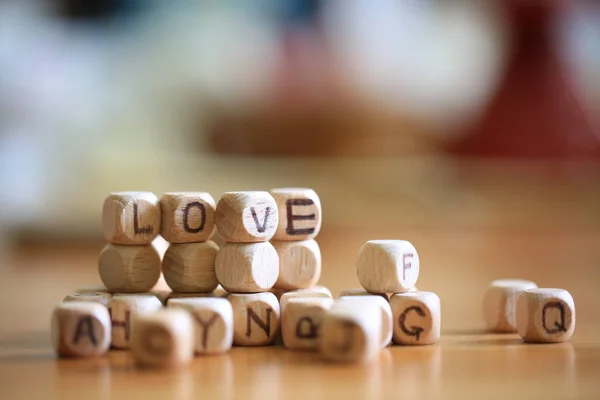 Put Alphanet Cubes Word Love — Stock Photo, Image