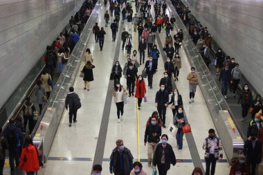 Hong Kong - 3 Feberary 2020: people wears mask after china confirm 302 death case in coronavirus outbreak. after wuhan coronavirus outbreak in china, mask supply are shortage in hong kong.