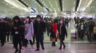 Hong Kong - 3 Feberary 2020: people wears mask after china confirm 302 death case in coronavirus outbreak. after wuhan coronavirus outbreak in china, mask supply are shortage in hong kong.