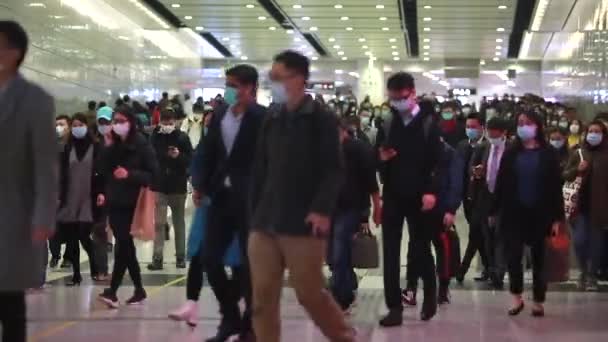 Hong Kong Februar 2020 Menschen Tragen Maske Nachdem China 302 — Stockvideo