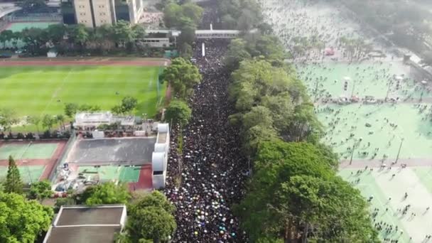 Milhões Manifestantes Destacam Por Opor Uma Controversa Lei Extradição Que — Vídeo de Stock