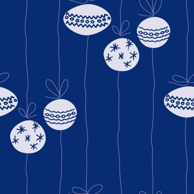 Noel ve Yeni Yıl temasında kusursuz desen, mavi arka planda mücevherler