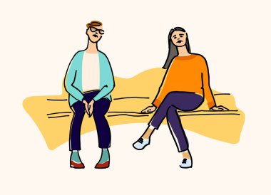 Kürsü vektör illüstrasyonunda oturan genç kadınlar. Ders dinleyicileri konsepti. Bekleme kavramı
