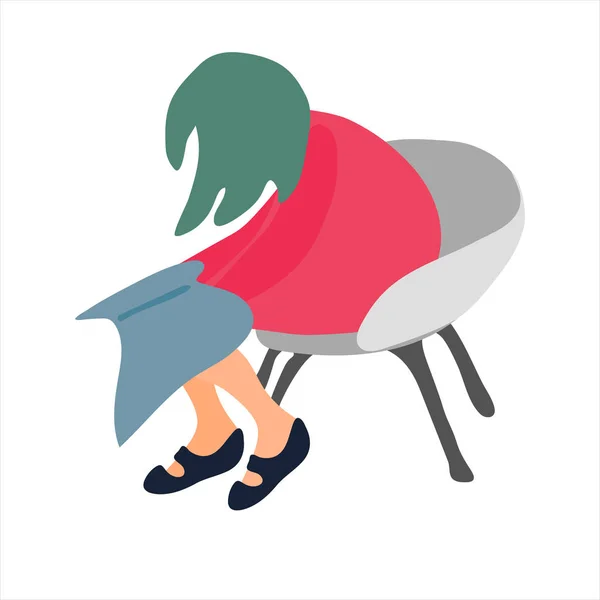 Meisje in rood lezen in een fauteuil vector illustratie. Geïsoleerd ontwerpelement — Stockvector
