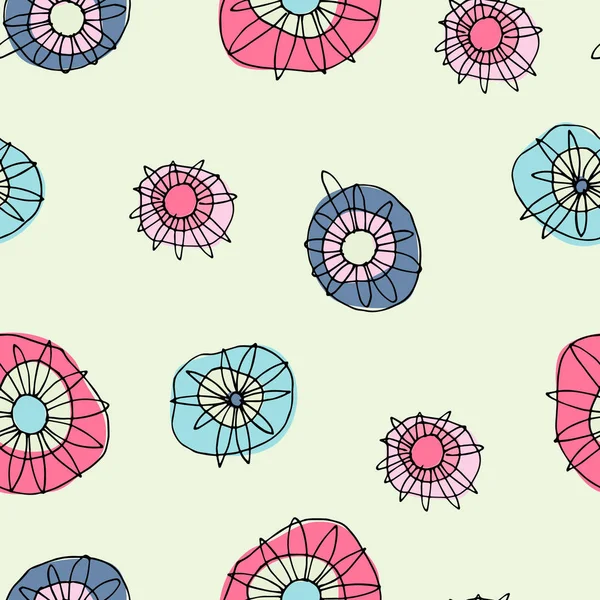 Patrón sin costuras con flores hippyish multicolores dibujadas a mano para el diseño de superficies y otros proyectos de diseño — Vector de stock