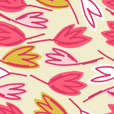 Kusursuz çiçek desenli. Pembe palette çizilmiş çiçekler. Romantizm kavramı