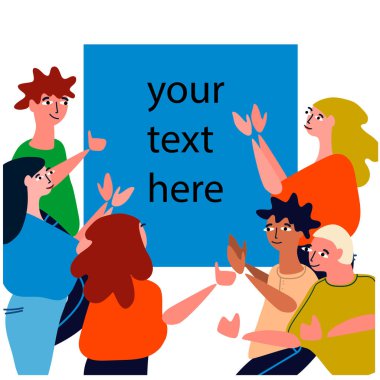 Minnettarlık ve takdir kavramı. Alkışlanan insanlar, metin için yer ile vektör illüstrasyonları