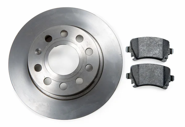 Car brake disc and pads on white background — Stock Photo, Image