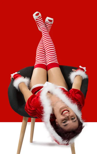 Engraçado sexy menina vestindo santa claus roupas — Fotografia de Stock