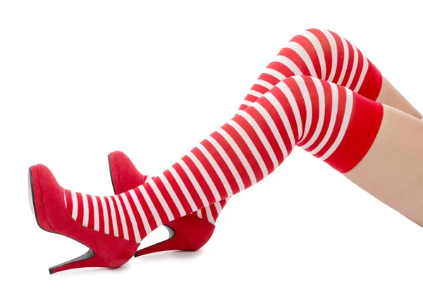 性感的圣诞老人女人腿 — 图库照片