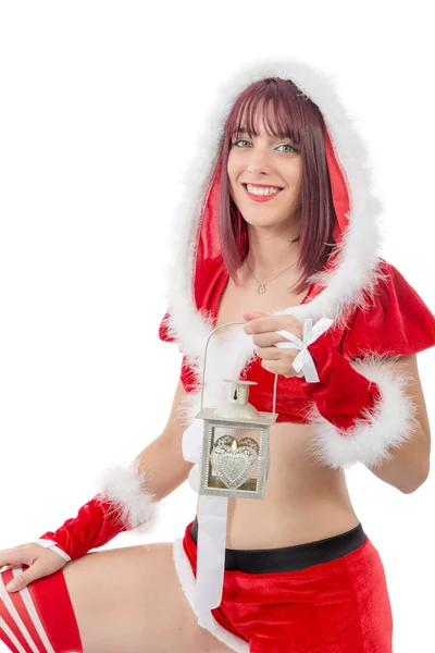 Sexy attraente giovane femmina Babbo Natale — Foto Stock