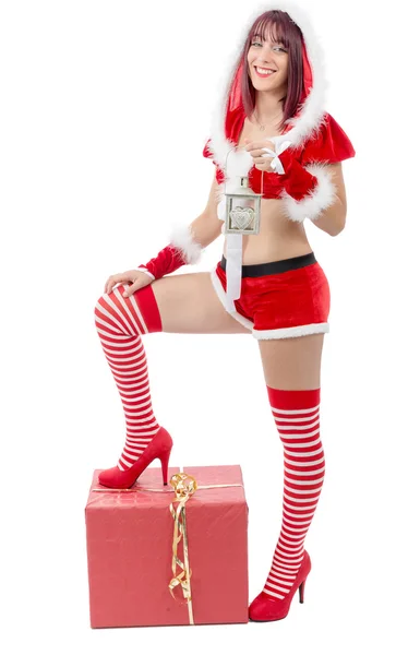 Sexy aantrekkelijke jonge vrouwelijke Santa Claus — Stockfoto