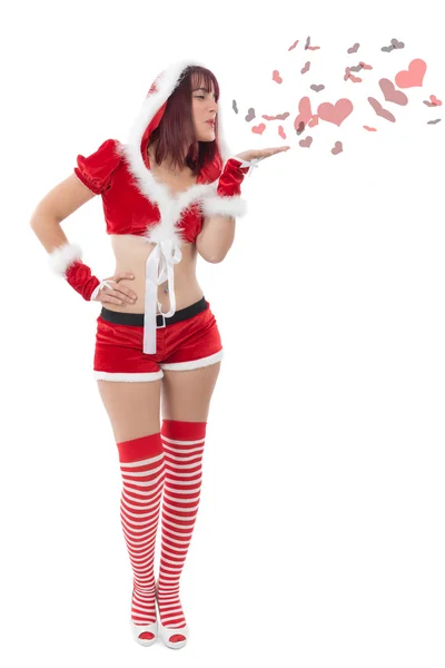 Seksi çekici genç kadın Noel Baba — Stok fotoğraf