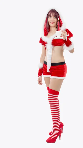 性感吸引年轻女性圣诞老人 — 图库照片